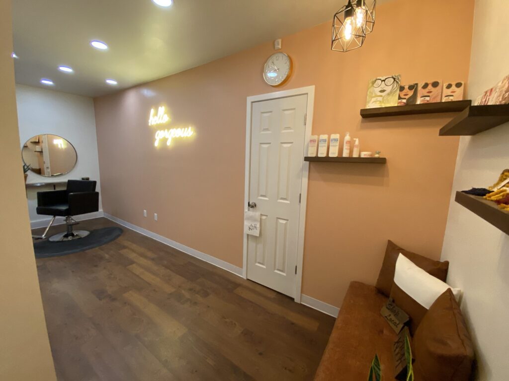 Top Knot's original peach salon walls